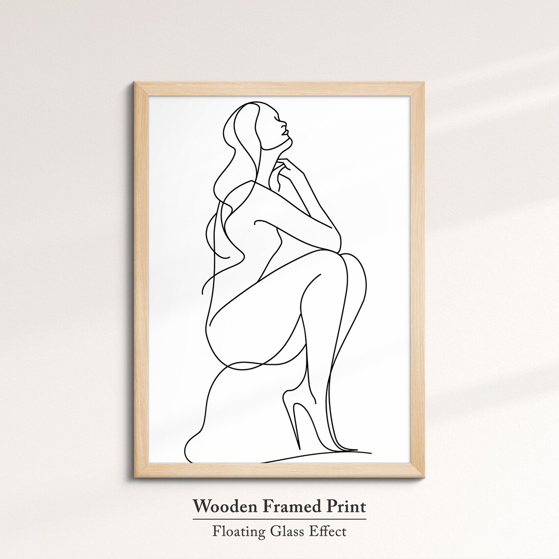 Kneeling Woman Pose Continuous Line Art Drawing Minimalist Wall Decor Poster - Image 6