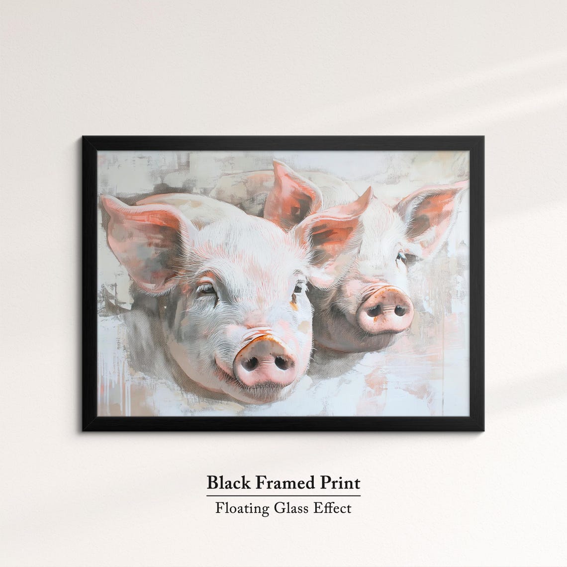 Two Cute Piglets Soft Pastel Portrait Playful Farm Animal Wall Art - Image 8