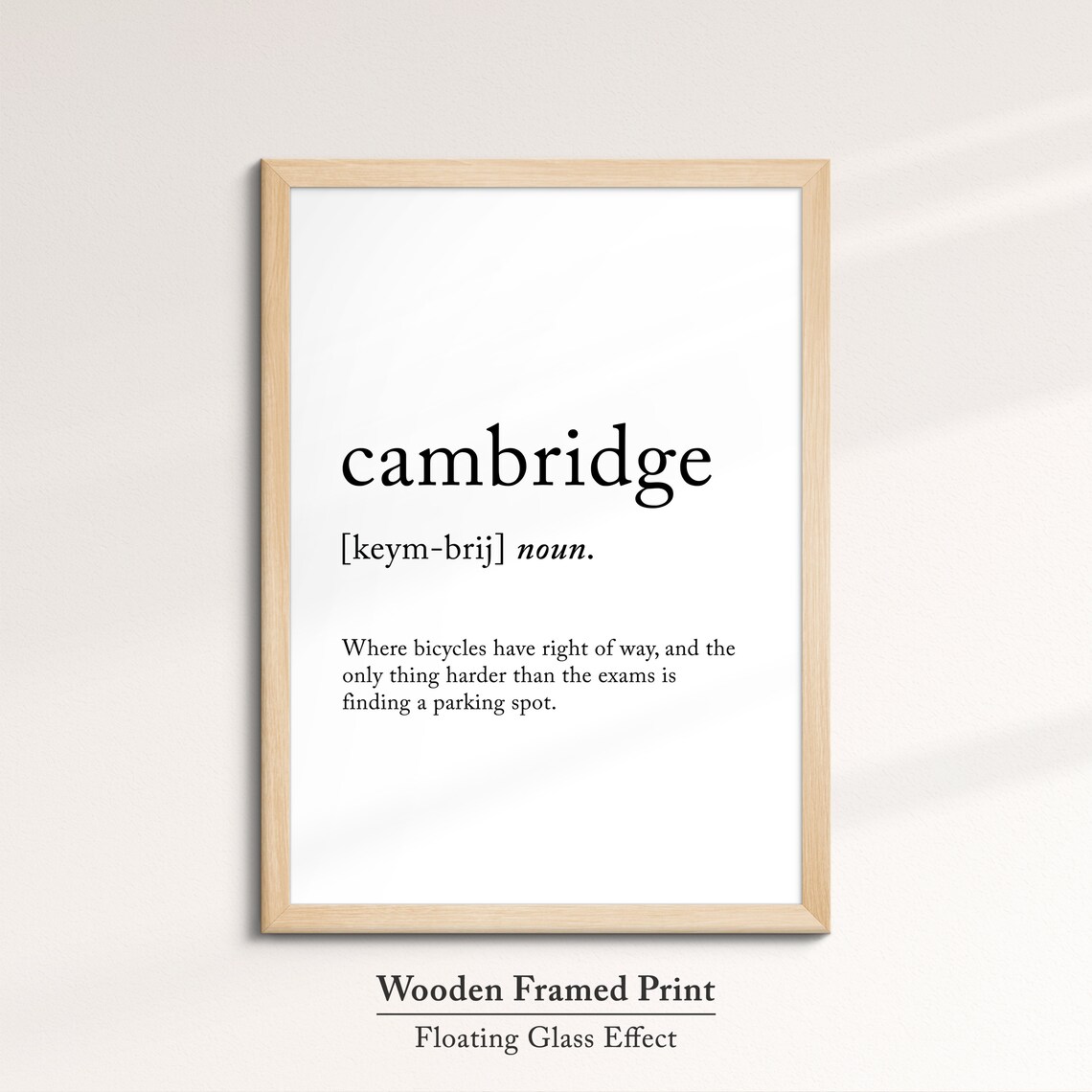 Cambridge England Uk Definition Dictionary Funny Quote Minimalist Framed Print Framed Wall Art Poster Home Decor Interior Gifts - Image 6