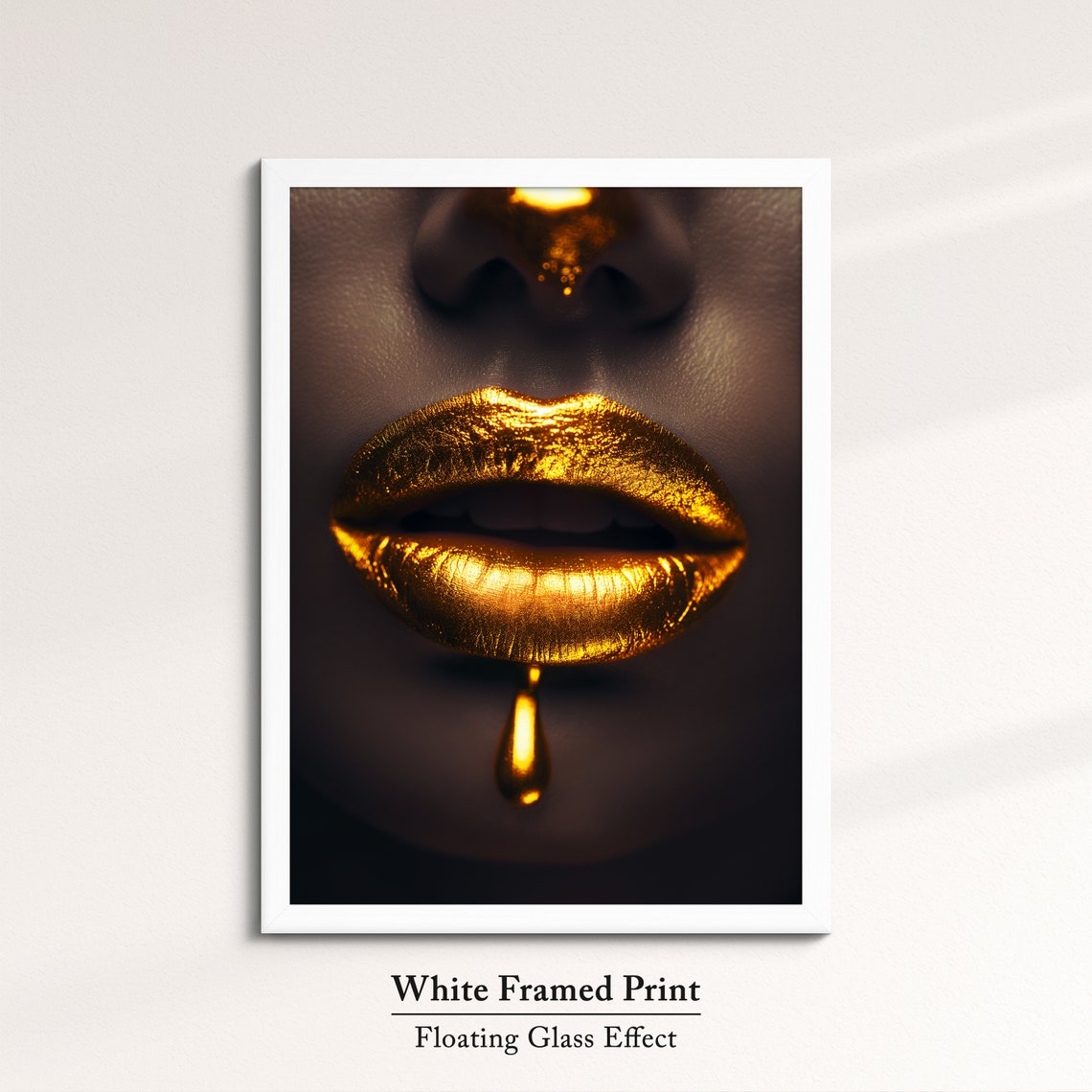 Gold Lips Art Luxurious Framed Wall Decor Bold And Elegant Artwork Perfect For Living Room Or Bedroom Modern Glam Gift Idea - Image 7