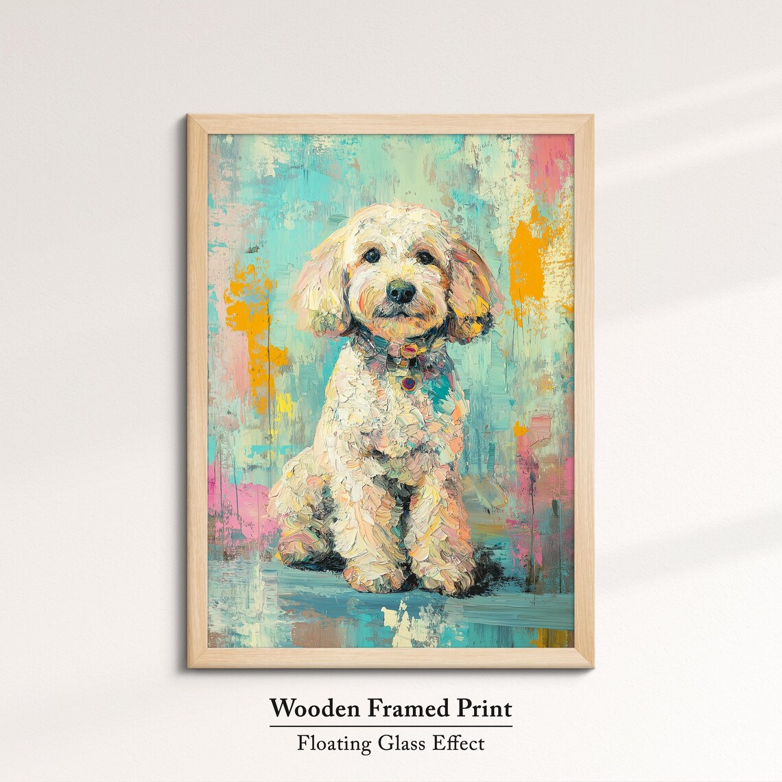 Cream Cockapoo Dog Portrait Pastel Oil Painting Cute Puppy Art Print - Image 6