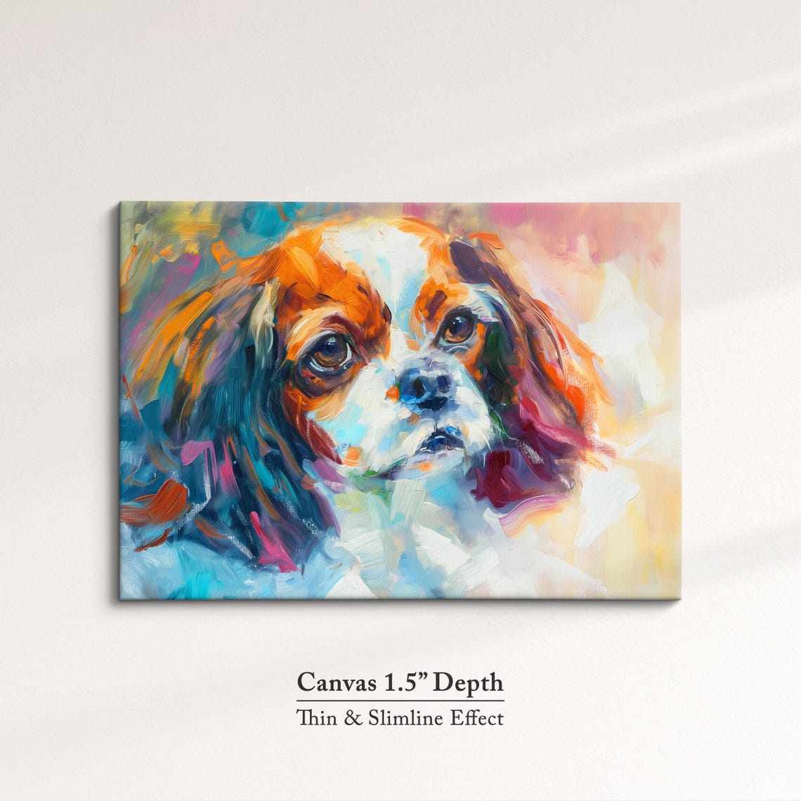 Cavalier King Charles Spaniel Warm Orange Teal Abstract Dog Poster - Image 3