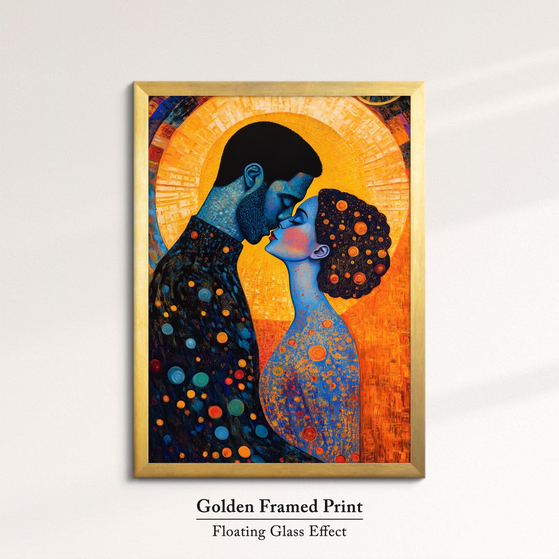 Romantic Couple Kiss Golden Mosaic Art Nouveau Style Wall Art Print - Image 5