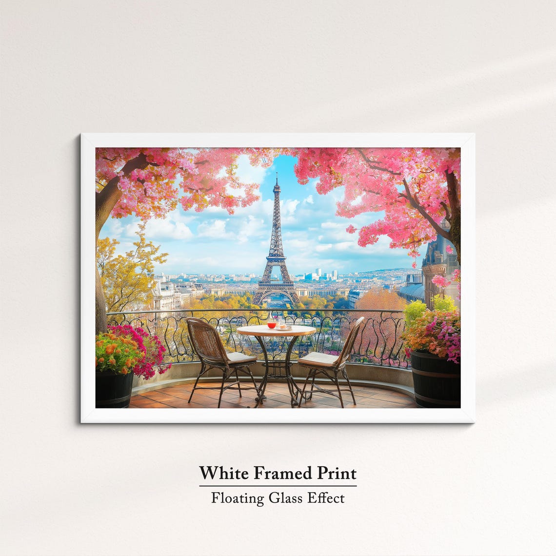 Eiffel Tower Paris Balcony Cherry Blossoms Romantic Travel Art Poster - Image 7