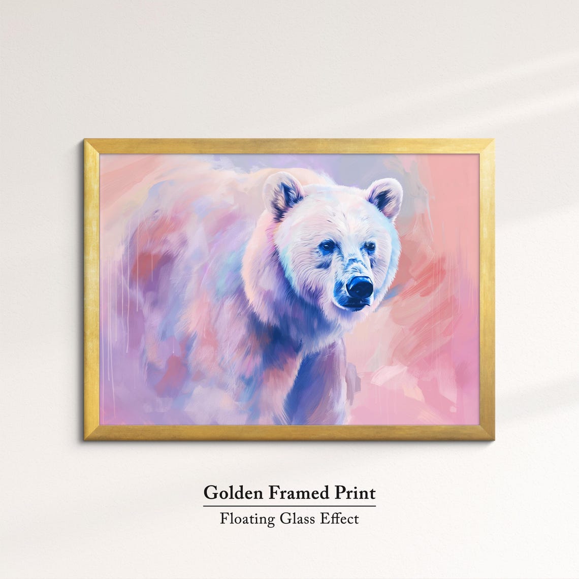 White Bear Portrait Pink Blue Pastel Abstract Wildlife Wall Poster - Image 5
