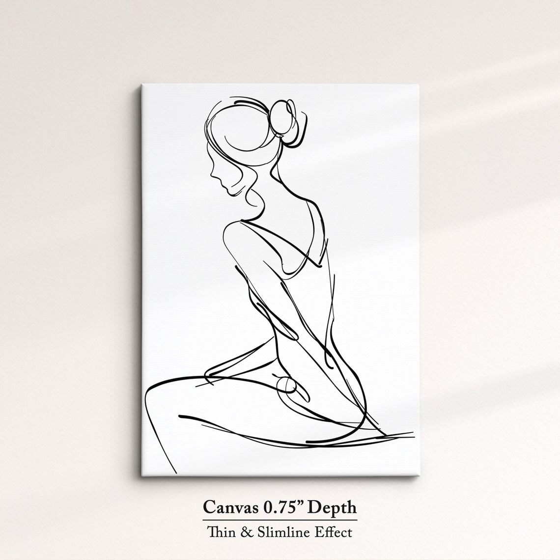 Minimalist Woman Line Art Seated Figure Black Drawing Feminine Art Print - Image 4