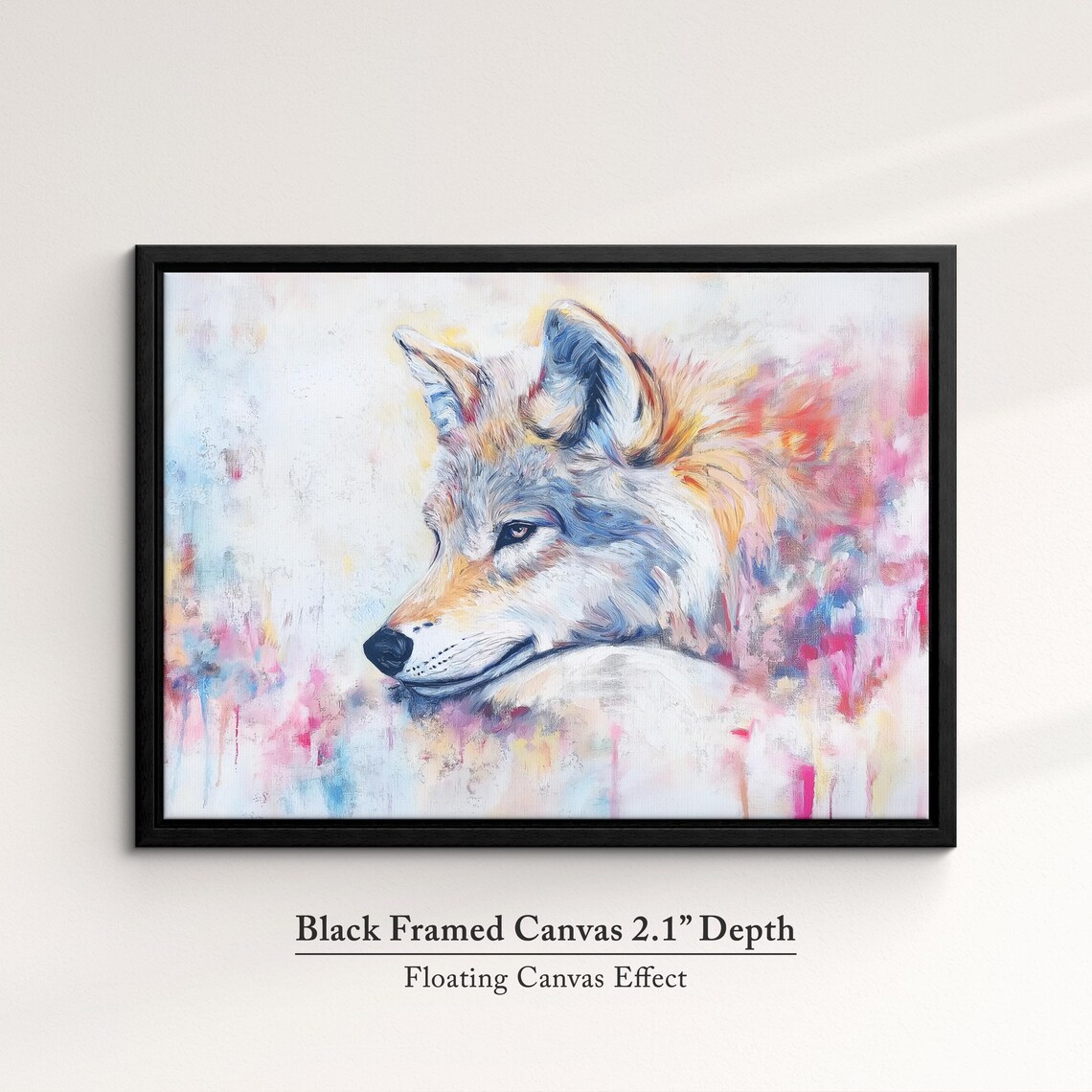 White Wolf Profile Abstract Oil Painting Pastel Wildlife Portrait Poster - Image 2