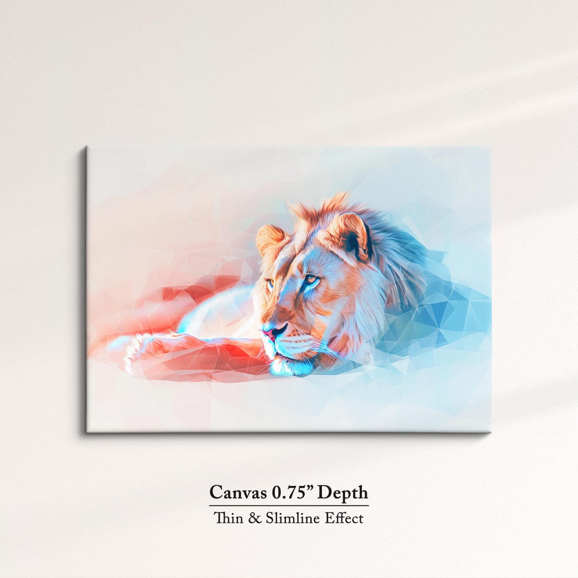 Lion Low Poly Geometric Pastel Pink Blue Abstract Wall Art Poster - Image 4