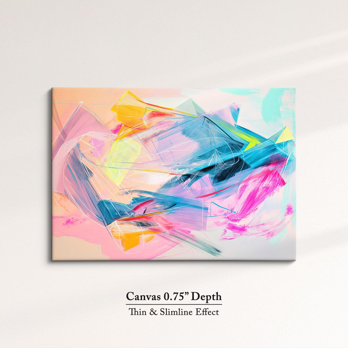 Vibrant Abstract Expressive Brushstrokes Pink Blue Modern Wall Art - Image 4