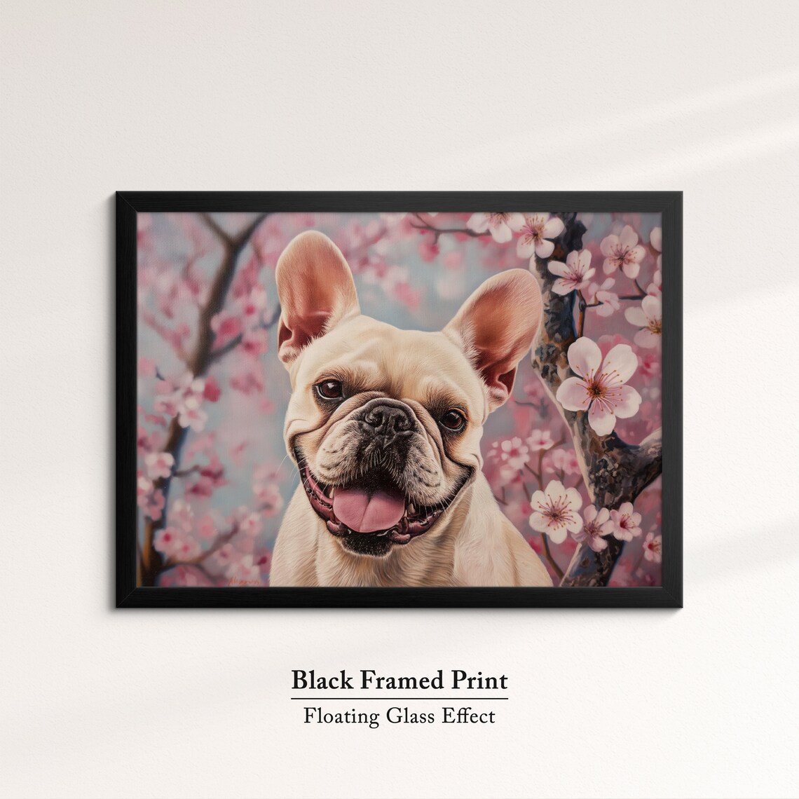 Smiling Cream French Bulldog Under Cherry Blossoms Adorable Dog Poster - Image 8