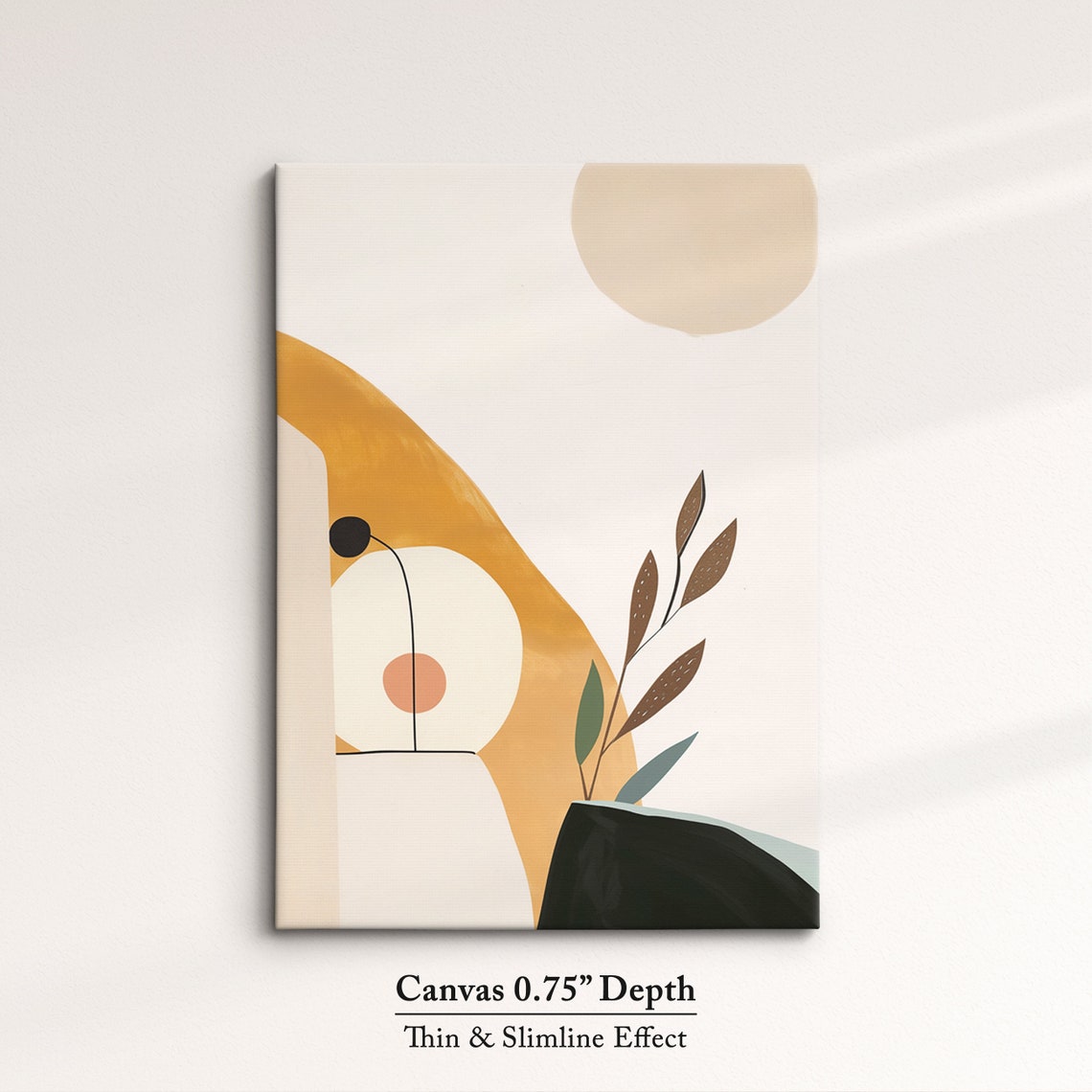 Boho Mustard Arch Abstract Sun Botanical Leaves Minimalist Wall Poster - Image 4