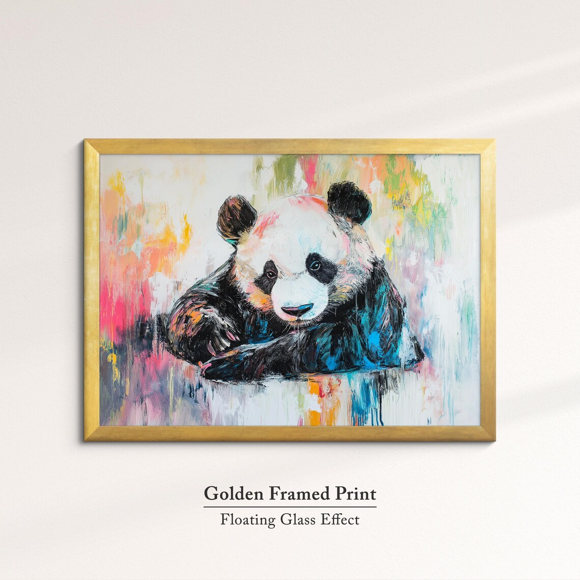 Panda Abstract Oil Painting Colorful Pastel Wildlife Portrait Wall Art - Image 5