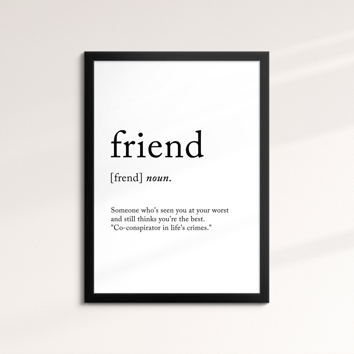 Friend Minimalist Definition Quote Word Art Framed Print Framed Female Wall Art Lady Poster Feminine Home Decor Gifts For Her