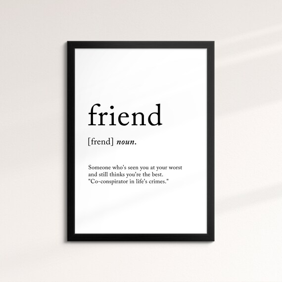 Friend Minimalist Definition Quote Word Art Framed Print Framed Female Wall Art Lady Poster Feminine Home Decor Gifts For Her