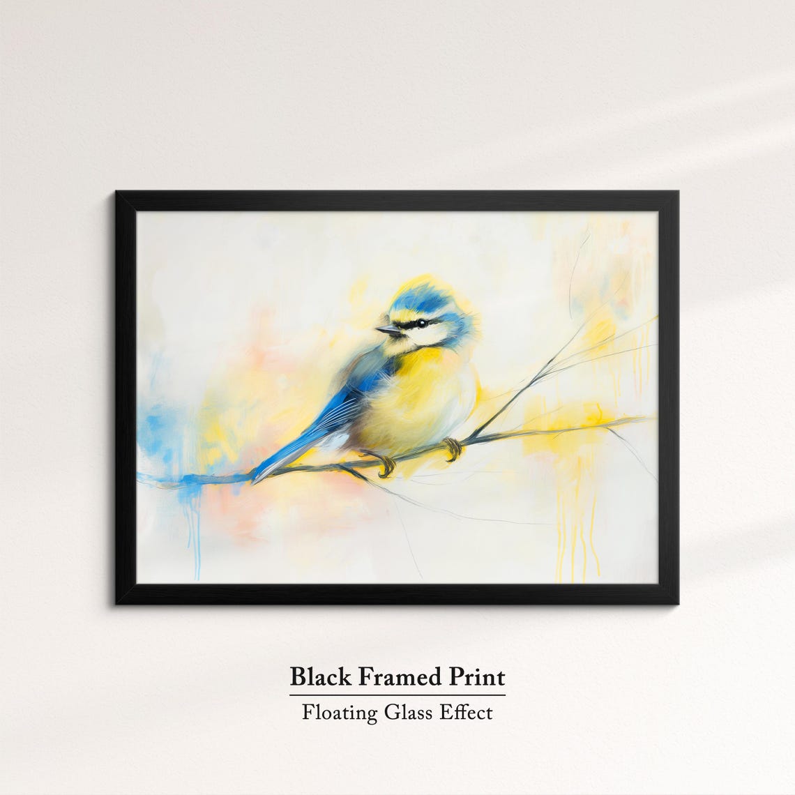 Blue Tit Bird Soft Watercolor Cream Branch Songbird Wall Poster - Image 8