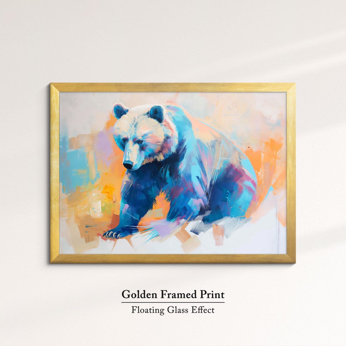 Bear Colorful Blue Orange Pastel Abstract Wildlife Painting Poster - Image 5