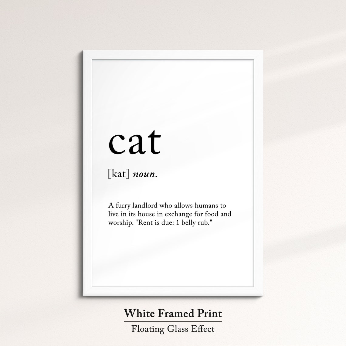 Cat Funny Dictionary Definition Noun Minimalist Black White Art Poster - Image 7