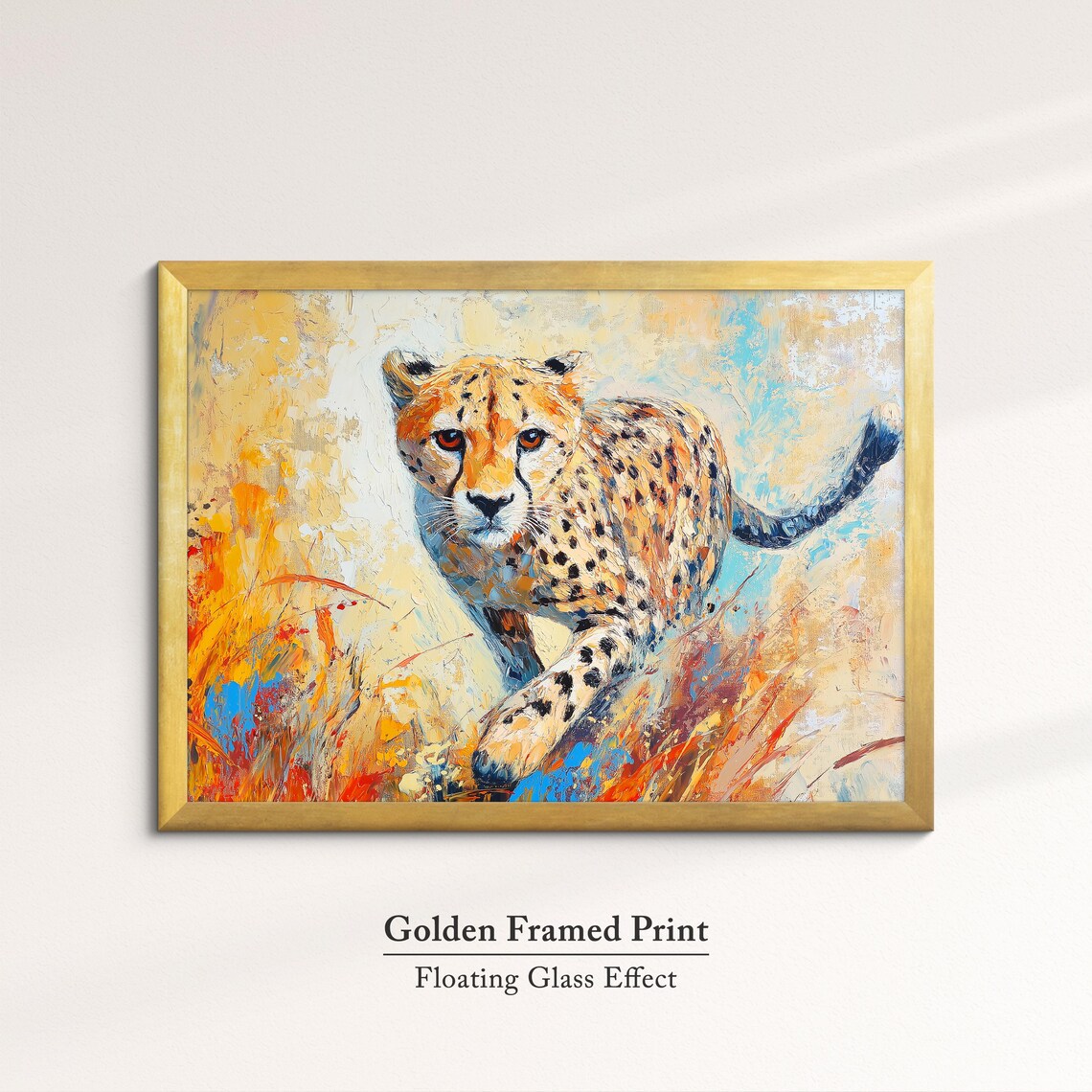 Cheetah Running Colorful Palette Knife Abstract Wildlife Wall Art Poster - Image 5
