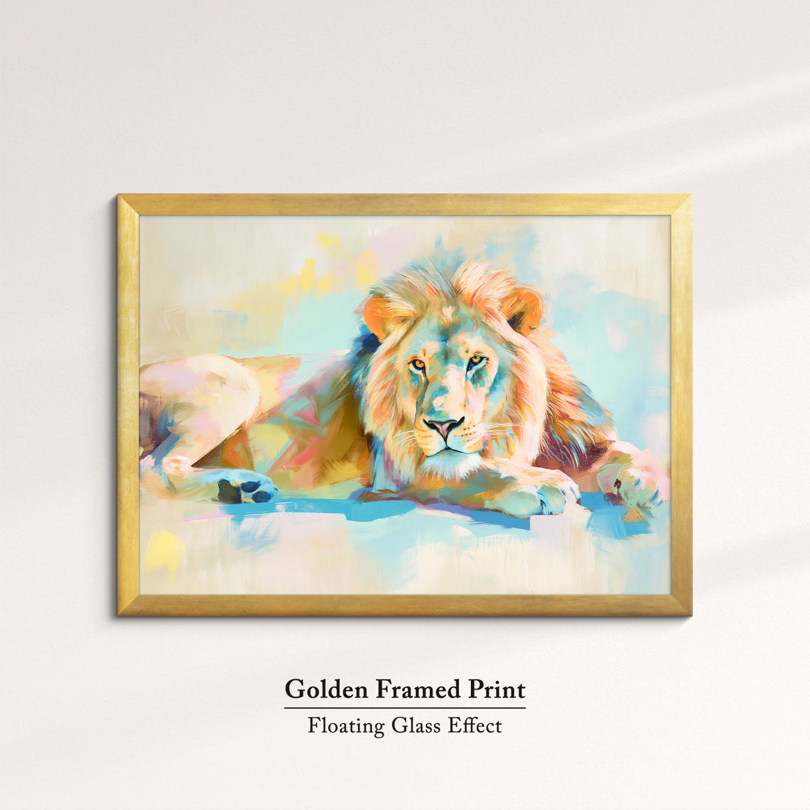 Lion Resting Pastel Watercolor Full Body Abstract Wildlife Art Poster - Image 5