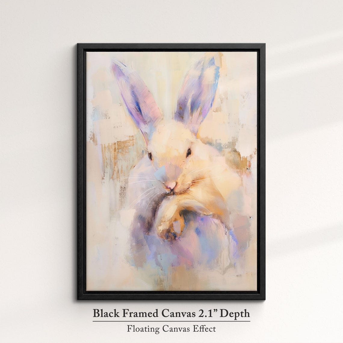 Cute White Rabbit Pastel Abstract Portrait Sweet Bunny Wall Art - Image 2