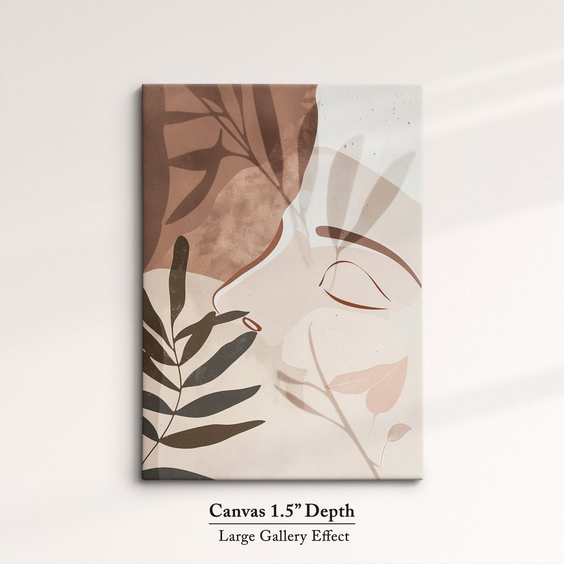 Boho Woman Face Line Art Terracotta Leaves Abstract Nordic Wall Poster - Image 3