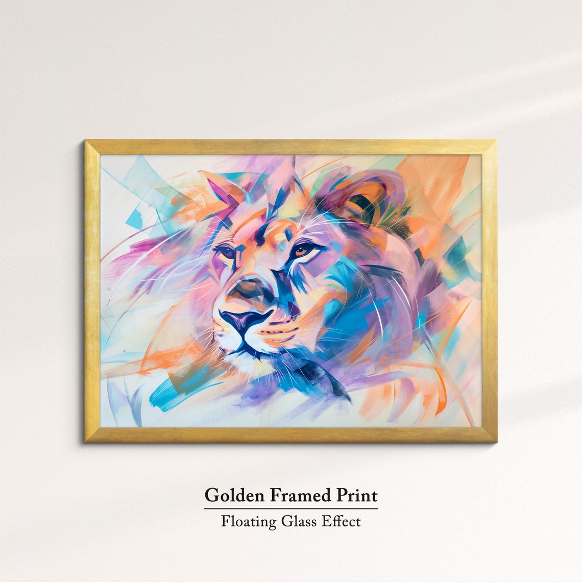 Lion Colorful Purple Orange Expressive Abstract Portrait Art Poster - Image 5
