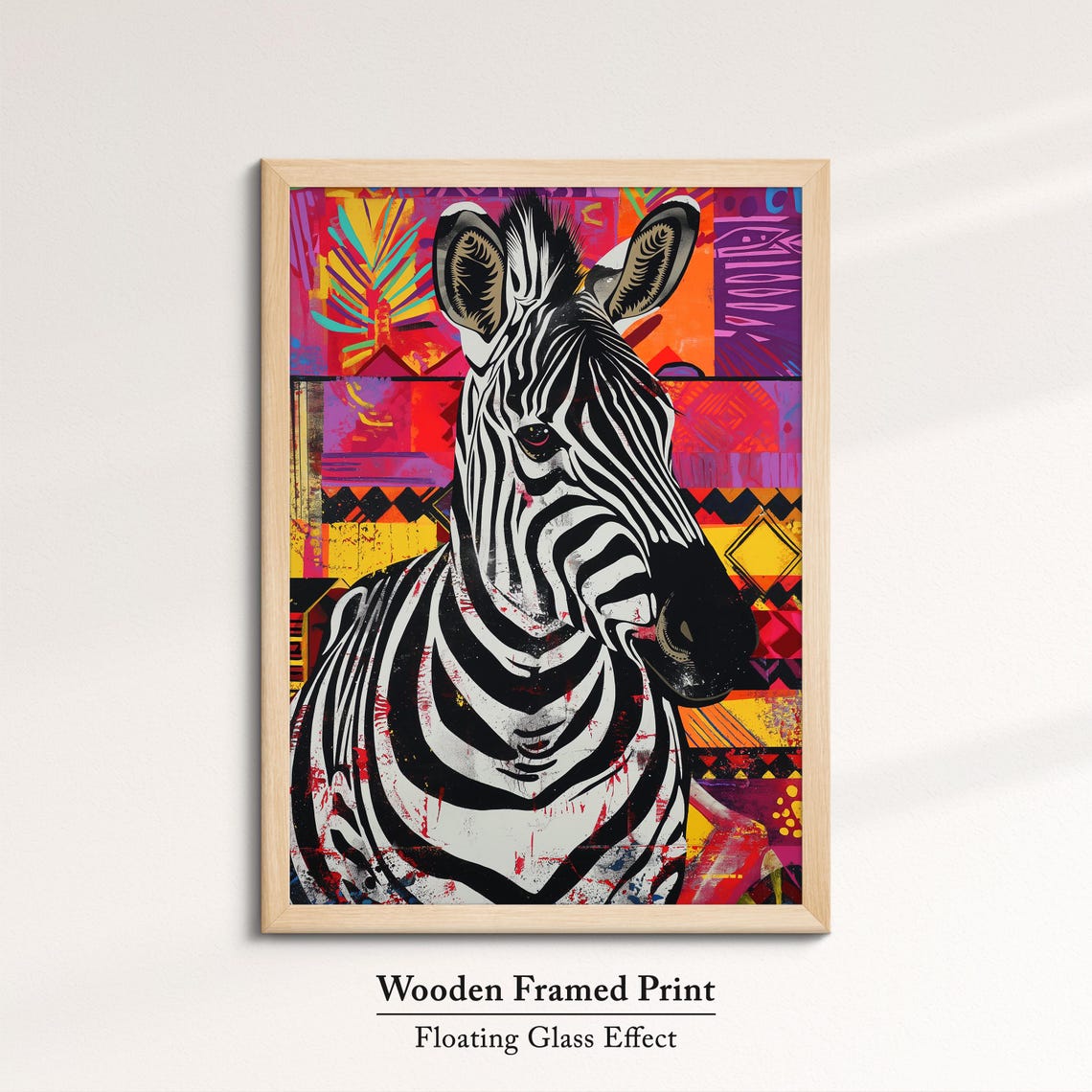Zebra Black And White Pop Art Portrait Tribal Patchwork Canvas Poster - Image 6