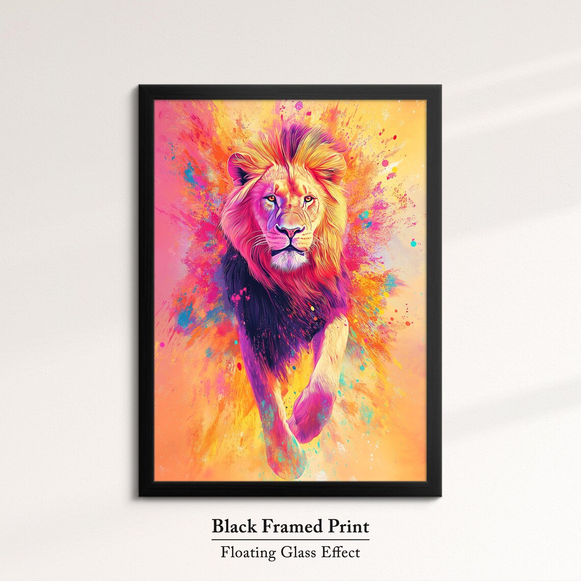 Lion Colorful Majestic Mane Leaping Paint Splash Vibrant Wildlife Art Poster - Image 8