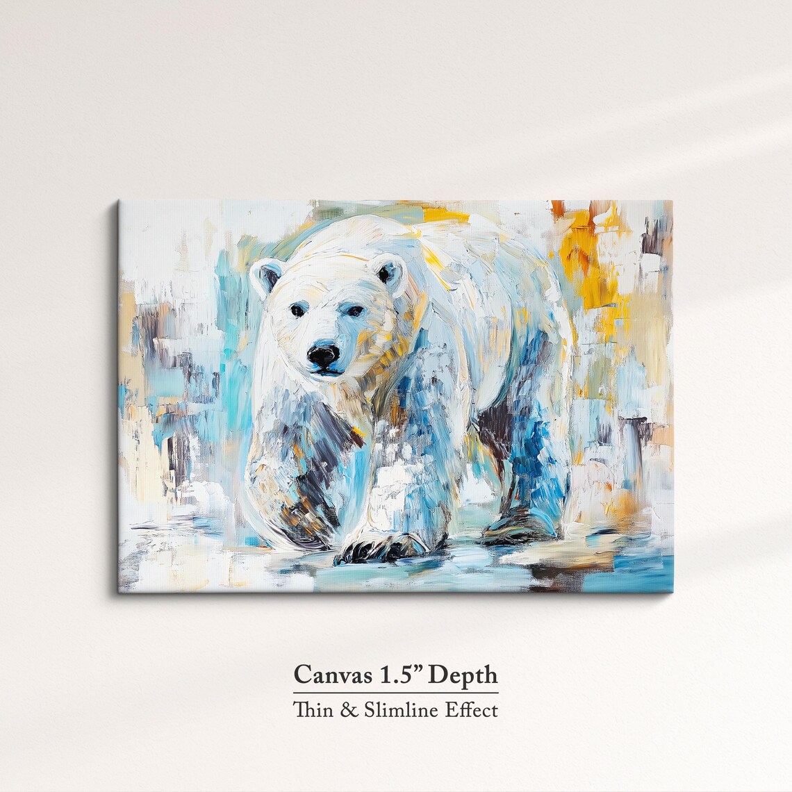 Polar Bear Abstract Oil Painting Wall Art Print - Image 3