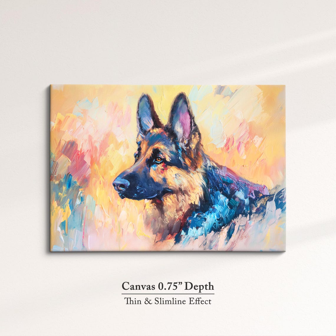 German Shepherd Portrait Warm Abstract Yellow Oil Painting Dog Poster - Image 4