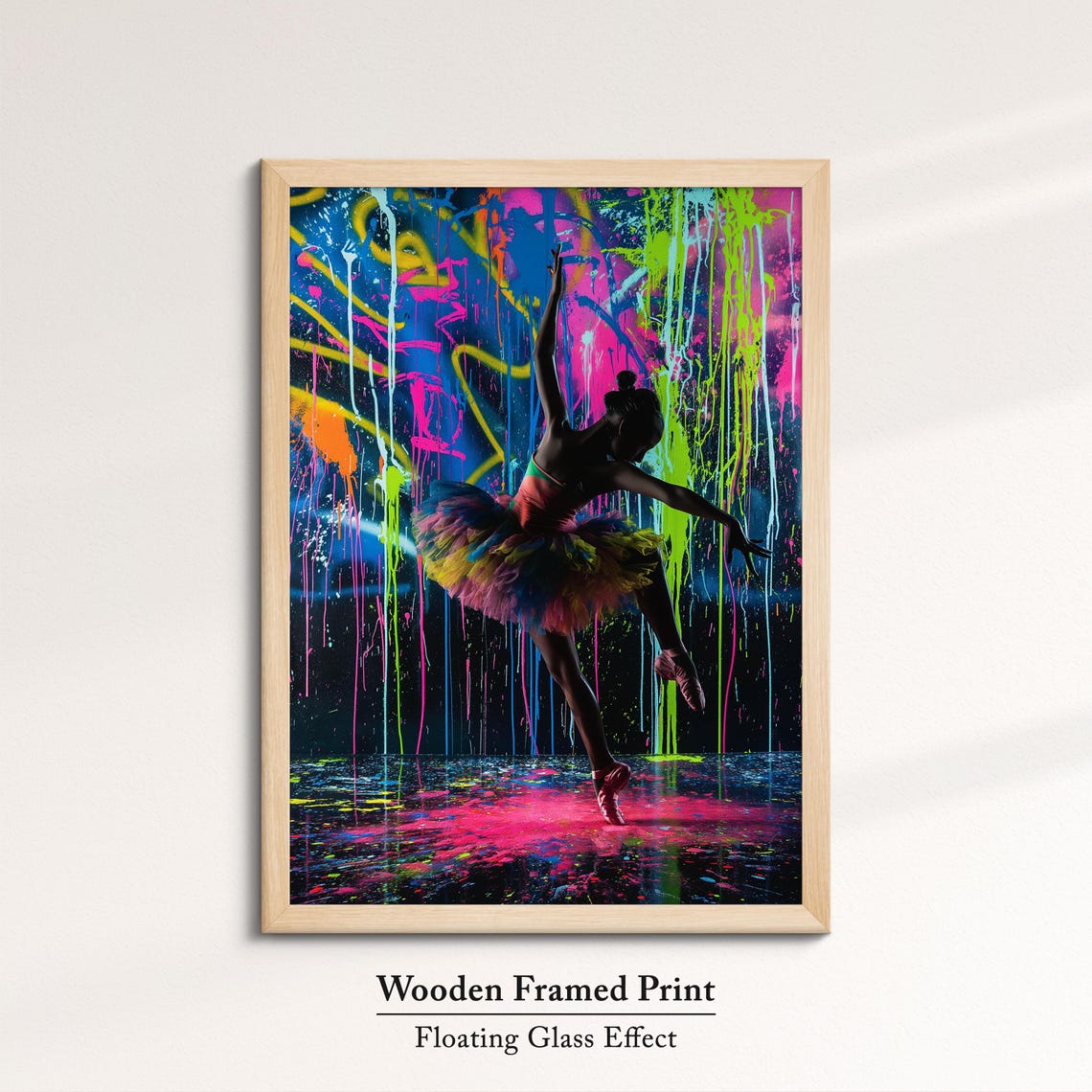 Vibrant Ballerina Art Neon Dance Painting Colorful Ballet Wall Decor Modern Dance Artwork Splatter Paint Style Artistic Decor - Image 6