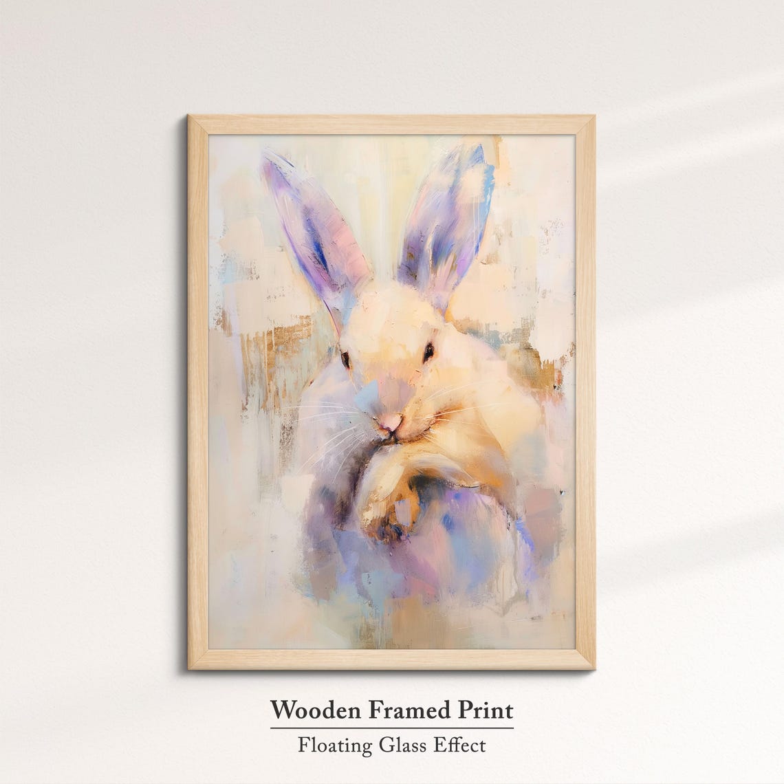 Cute White Rabbit Pastel Abstract Portrait Sweet Bunny Wall Art - Image 6