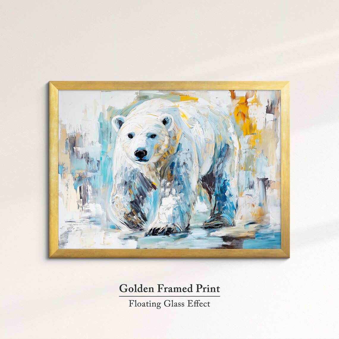 Polar Bear Abstract Oil Painting Wall Art Print - Image 5