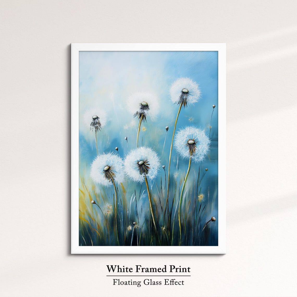 Dandelion Wishes Soft Blue Mist Botanical Meadow Wall Decor Poster - Image 7