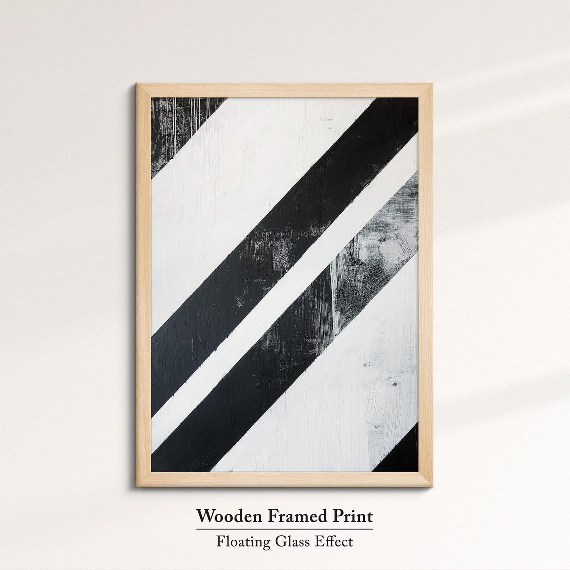 Black And White Diagonal Stripes Abstract Modern Minimalist Print - Image 6