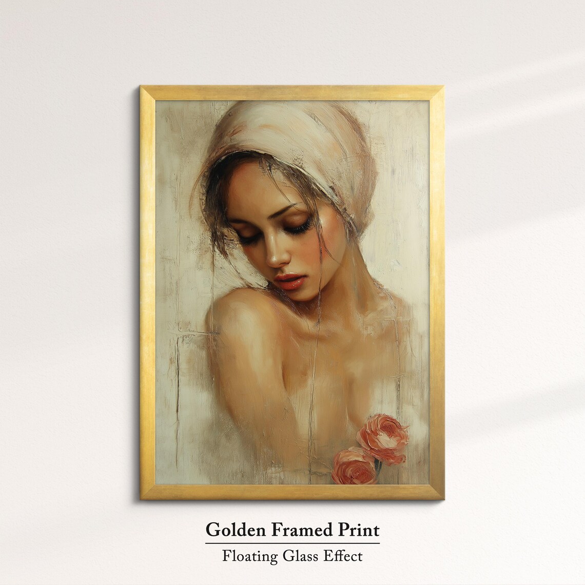 Serene Woman Portrait Art Elegant African Beauty Bohemian Wall Decor Rustic Home Art Print Neutral Tones Woman Oil Painting - Image 5