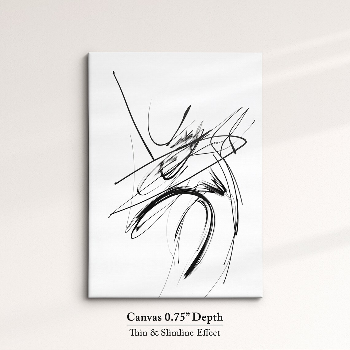 Abstract Black Ink Brush Stroke Art Minimalist Expressive Line Wall Art Print - Image 4