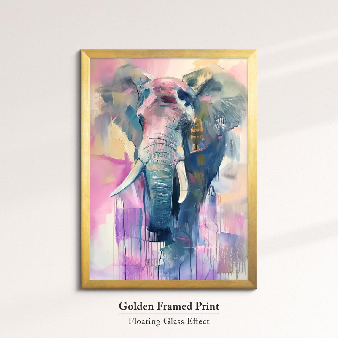 Elephant Front View Soft Pink Lavender Pastel Abstract Wall Art - Image 5