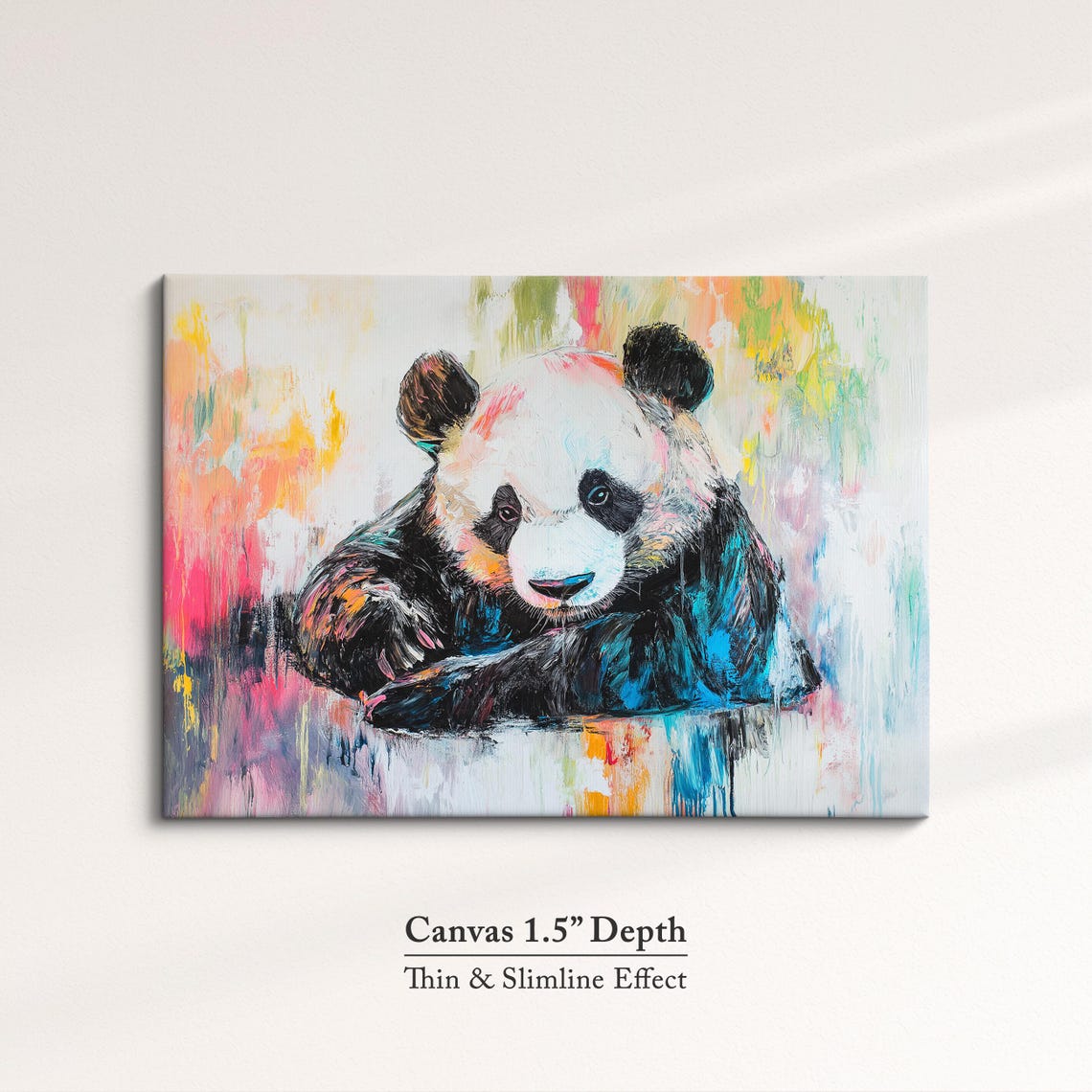 Panda Abstract Oil Painting Colorful Pastel Wildlife Portrait Wall Art - Image 3