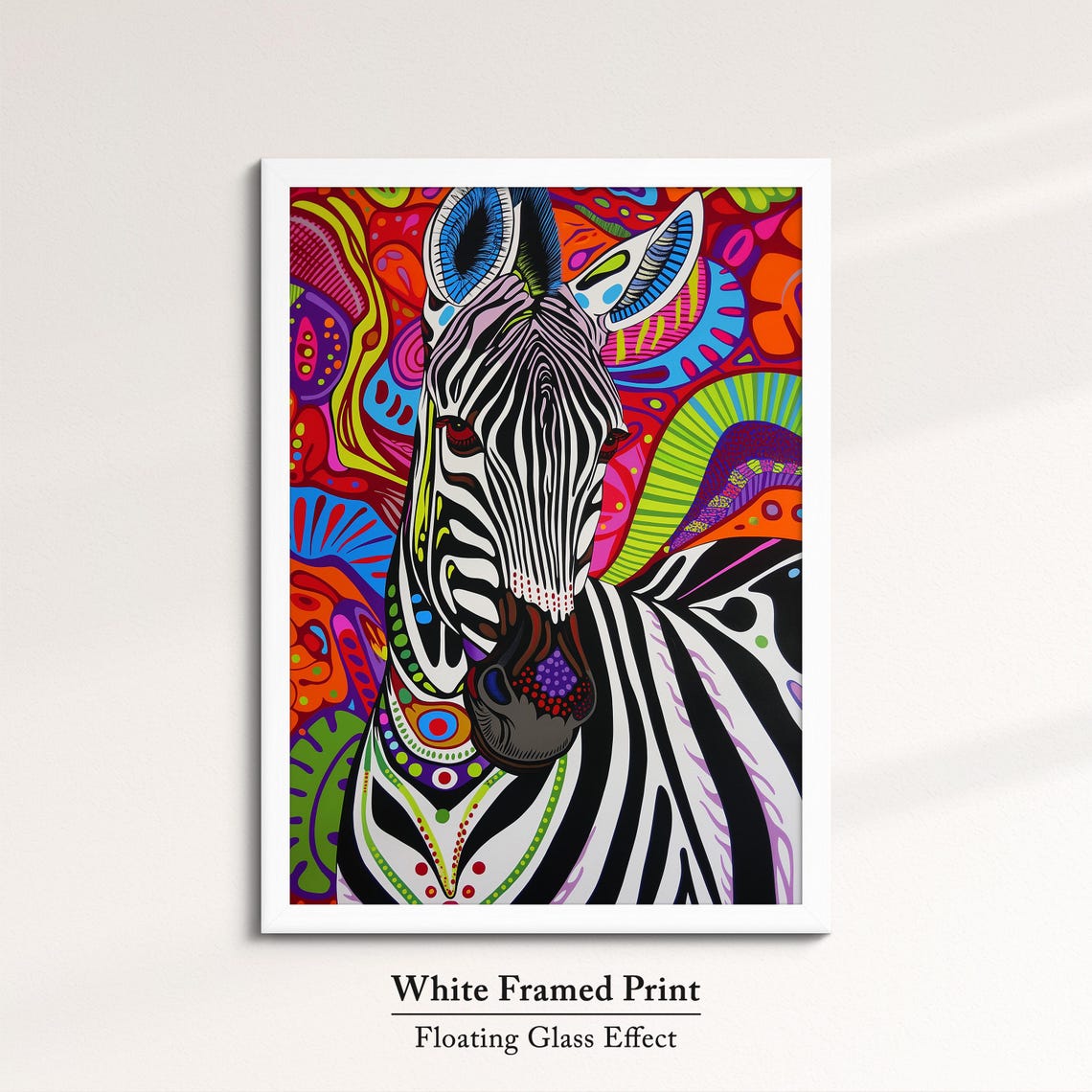 Zebra Black White Stripes Colorful Psychedelic Swirl Background Poster - Image 7