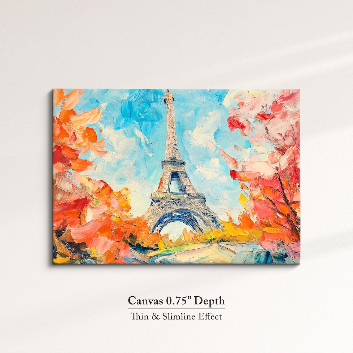 Eiffel Tower Paris Vibrant Autumn Foliage Oil Painting Travel Poster - Image 4