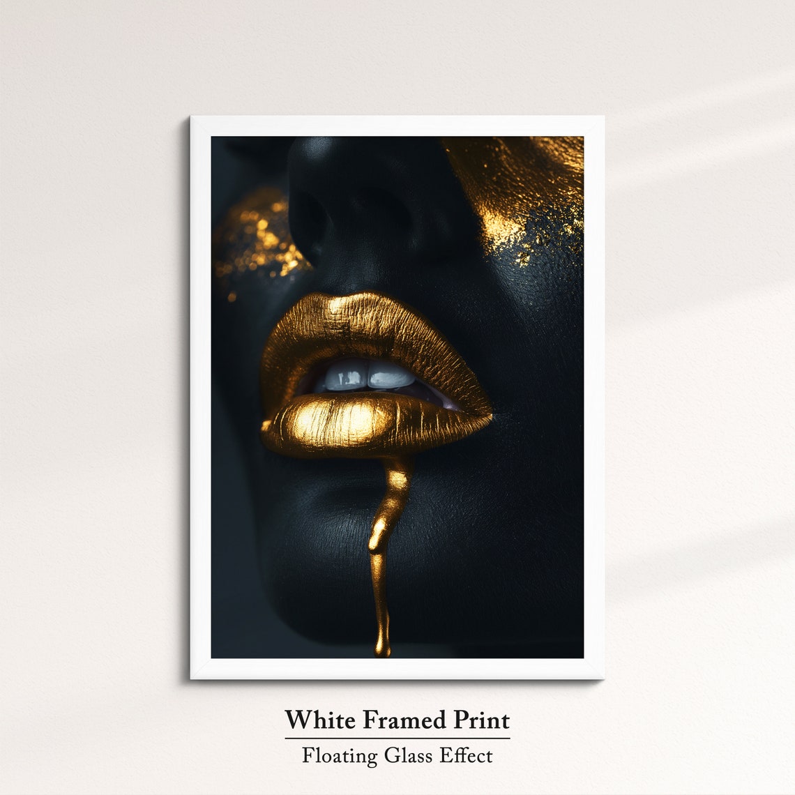 Gold Lips Art Luxurious Framed Wall Decor Bold And Elegant Artwork Perfect For Living Room Or Bedroom Modern Glam Gift Idea - Image 7
