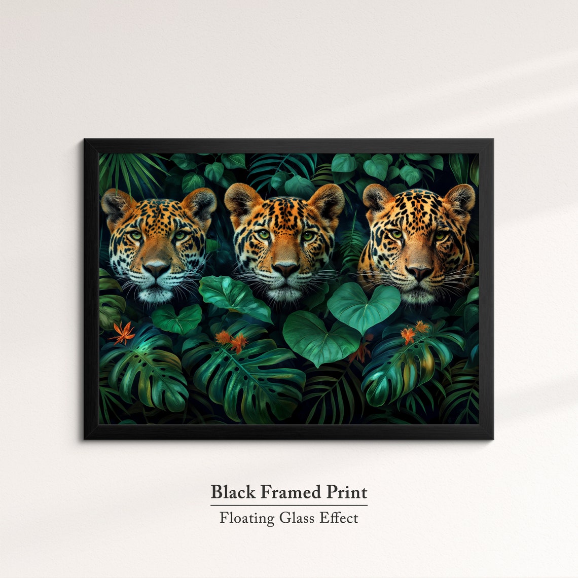 Three Jaguars In Dark Jungle Foliage Majestic Big Cat Wildlife Poster - Image 8