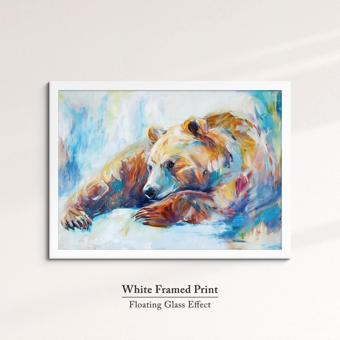 Brown Bear Resting Head Colorful Abstract Oil Painting Animal Wall Poster - Image 7