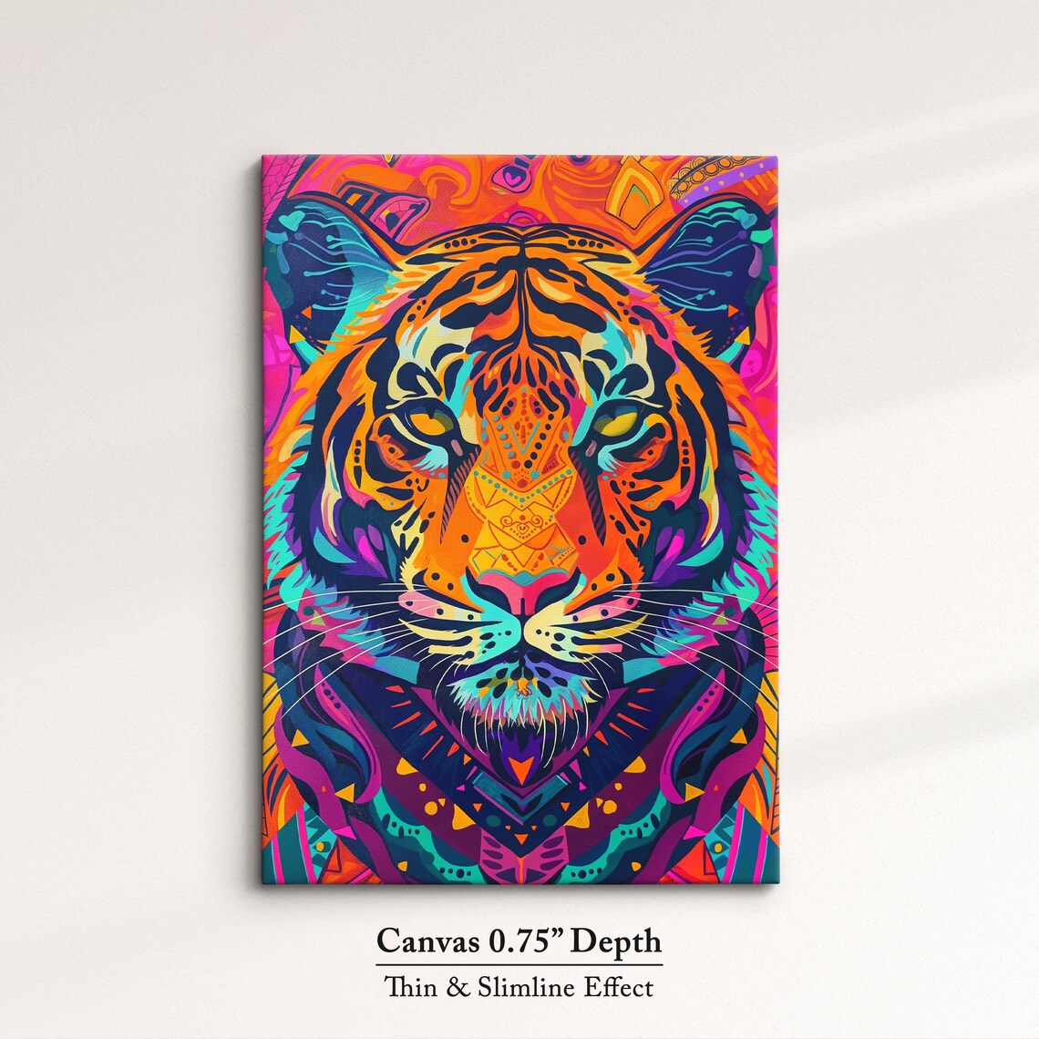 Tiger Symmetric Mandala Pop Art Face Vibrant Orange Teal Wildlife Poster - Image 4
