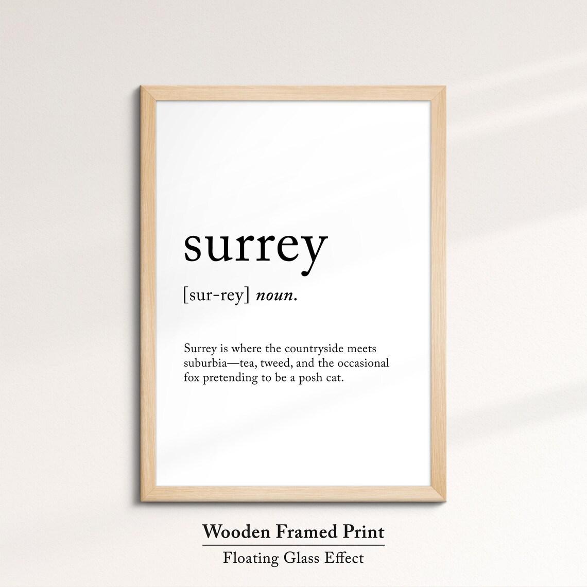 Surrey England Definition Dictionary Funny Quote Minimalist Framed Print Framed Wall Art Poster Home Decor Interior Gifts - Image 6