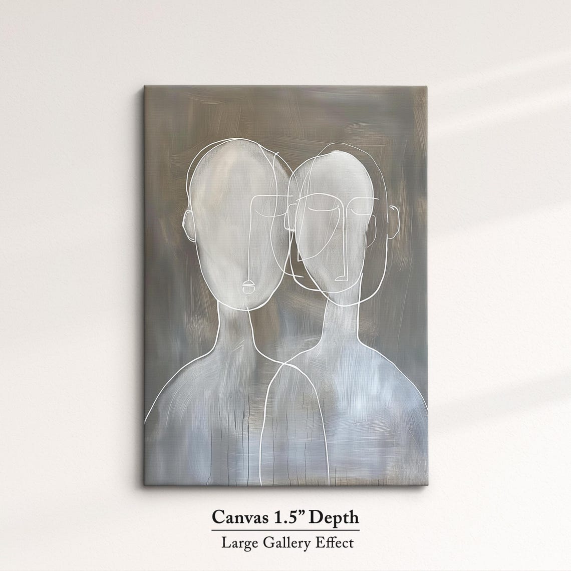Two Abstract Faces Minimalist Line Art Couple Modern Gray Wall Poster - Image 3