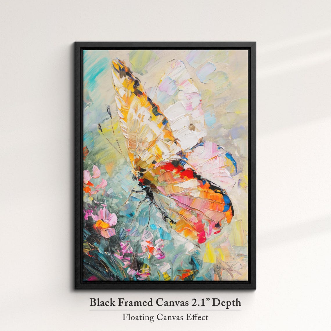 Colorful Butterfly Abstract Oil Painting Framed Print Framed Portrait Wall Art Poster Home Decor Interior Butterfly Lover Gift - Image 2