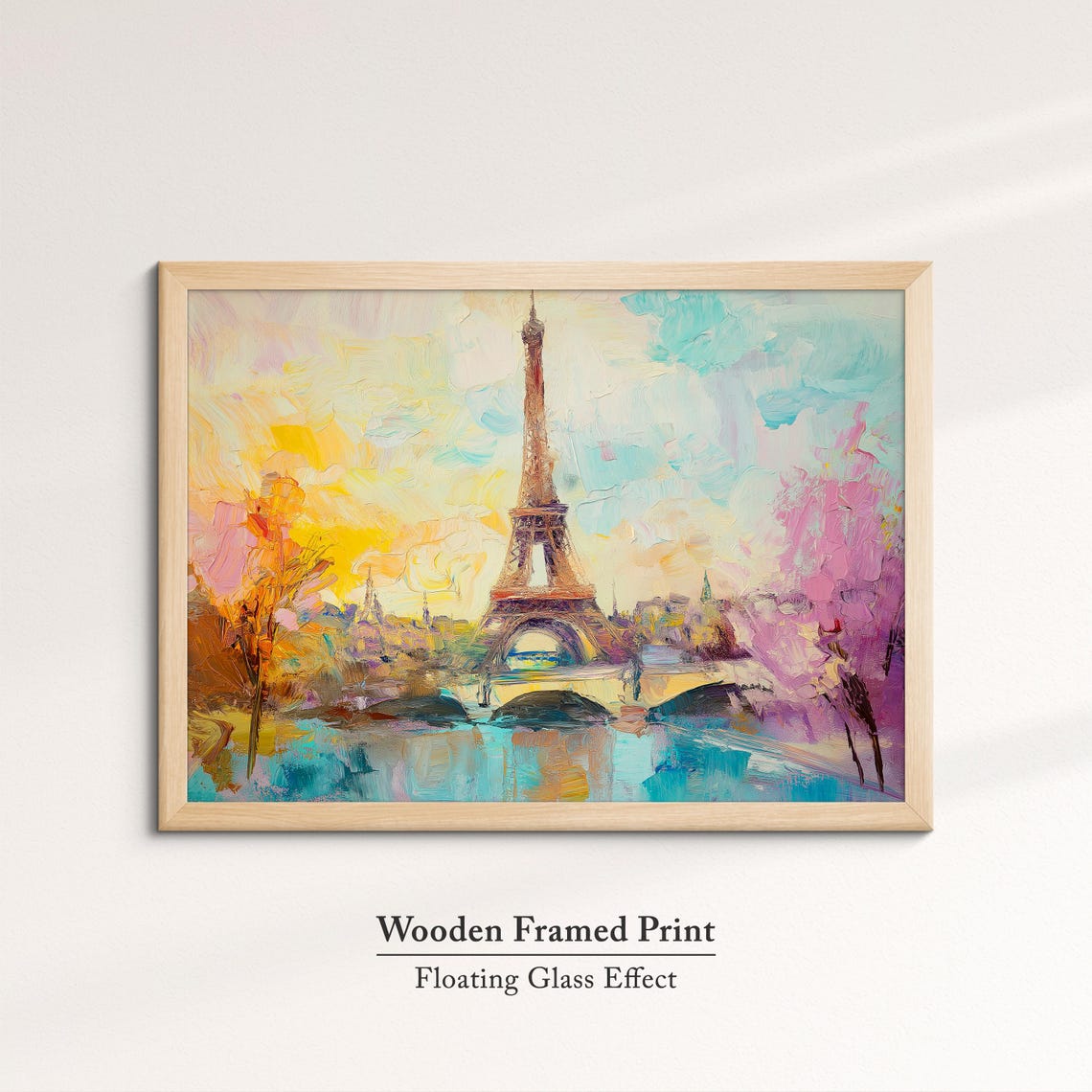 Eiffel Tower Paris Sunset Bridge Pastel Impressionist Travel Poster - Image 6