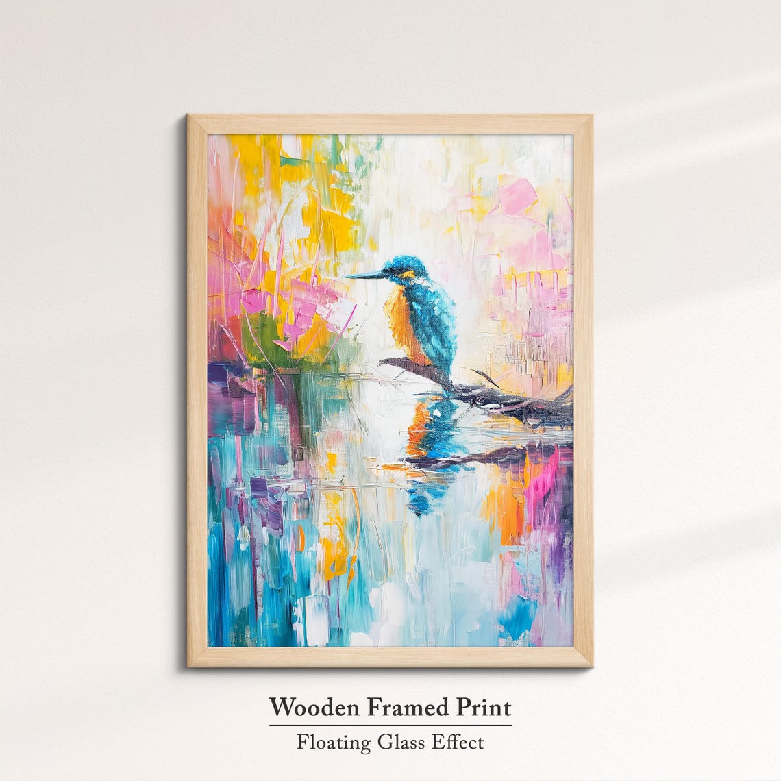 Colorful Kingfisher Bird Abstract Watercolor Style Wildlife Wall Art - Image 6